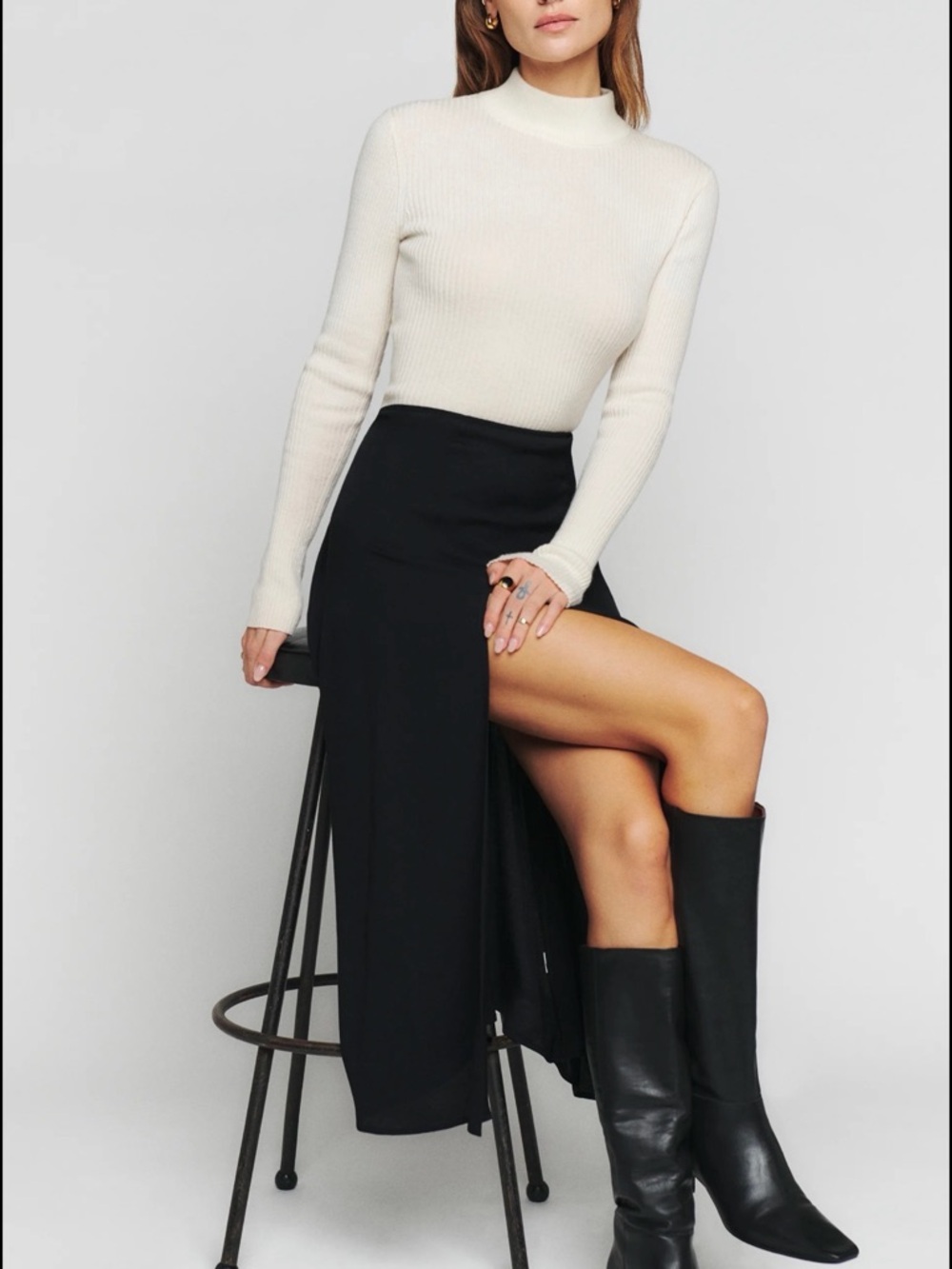 Reformation Zoe Black Skirt